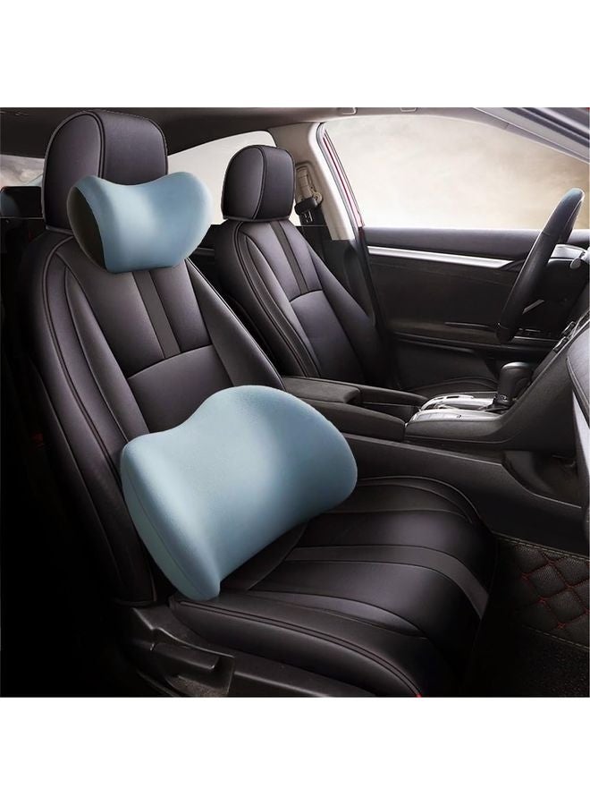 HOMESTAR 2025 New Car Headrest & Lumbar Support Cushion, Ergonomic Car Seat Headrest Neck Rest Cushion Lumbar Support Pillow Memory Foam & Breathable Removable Cover for Neck Back Pain Relief (Blue) - Image 1