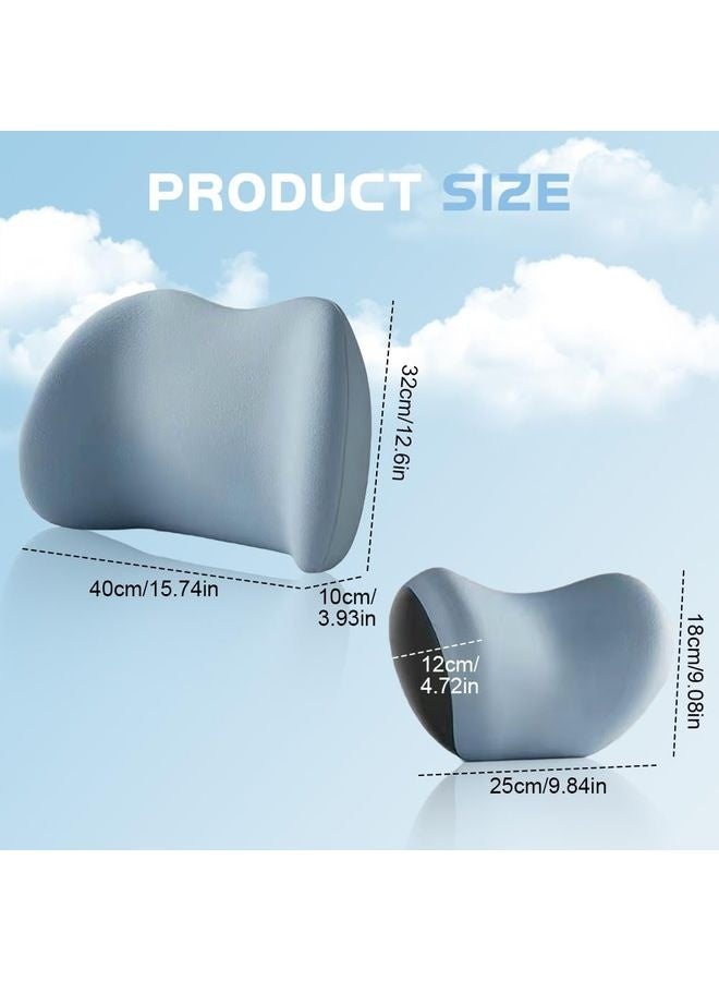 HOMESTAR 2025 New Car Headrest & Lumbar Support Cushion, Ergonomic Car Seat Headrest Neck Rest Cushion Lumbar Support Pillow Memory Foam & Breathable Removable Cover for Neck Back Pain Relief (Blue) - Image 2