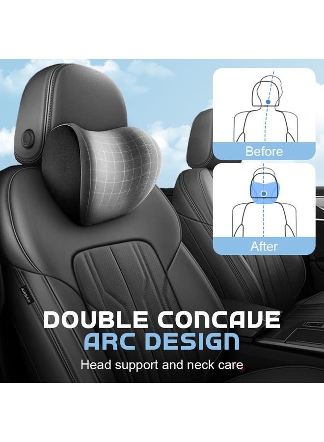 HOMESTAR 2025 New Car Headrest & Lumbar Support Cushion, Ergonomic Car Seat Headrest Neck Rest Cushion Lumbar Support Pillow Memory Foam & Breathable Removable Cover for Neck Back Pain Relief (Blue) - Image 4