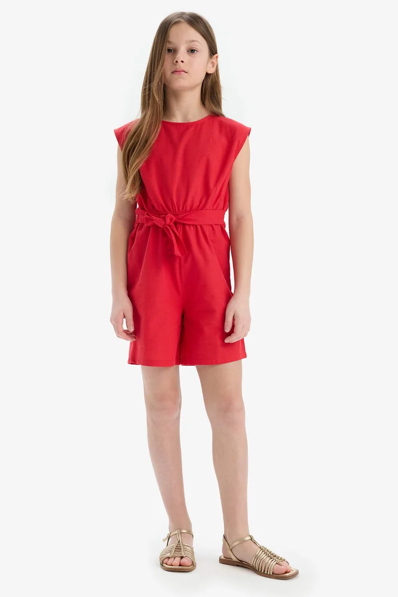 ديفاكتو Girl Cotton Sleeveless Short Jumpsuit