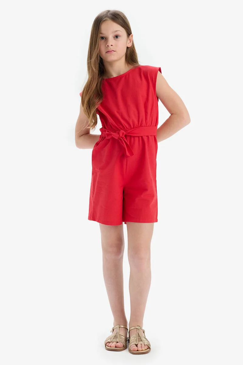 ديفاكتو Girl Cotton Sleeveless Short Jumpsuit