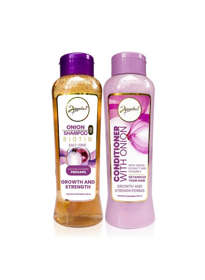 ANYELUZ Anyeluz Onion Shampoo and Conditioner Set - Enriched with Onion Extract and Biotin, Cleanses and Reduces Oiliness, Strengthens and Revitalizes, Suitable for All Hair Types  - Image 1