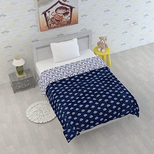 Divine Casa 120 GSM Microfiber Reversible Kids Single Bed Comforter | Ultra-Soft Toddler Blanket | Lightweight & Cozy | All-Season Bedding for Babies & Kids | 135 x 100 cm, Medieval Blue - Image 3
