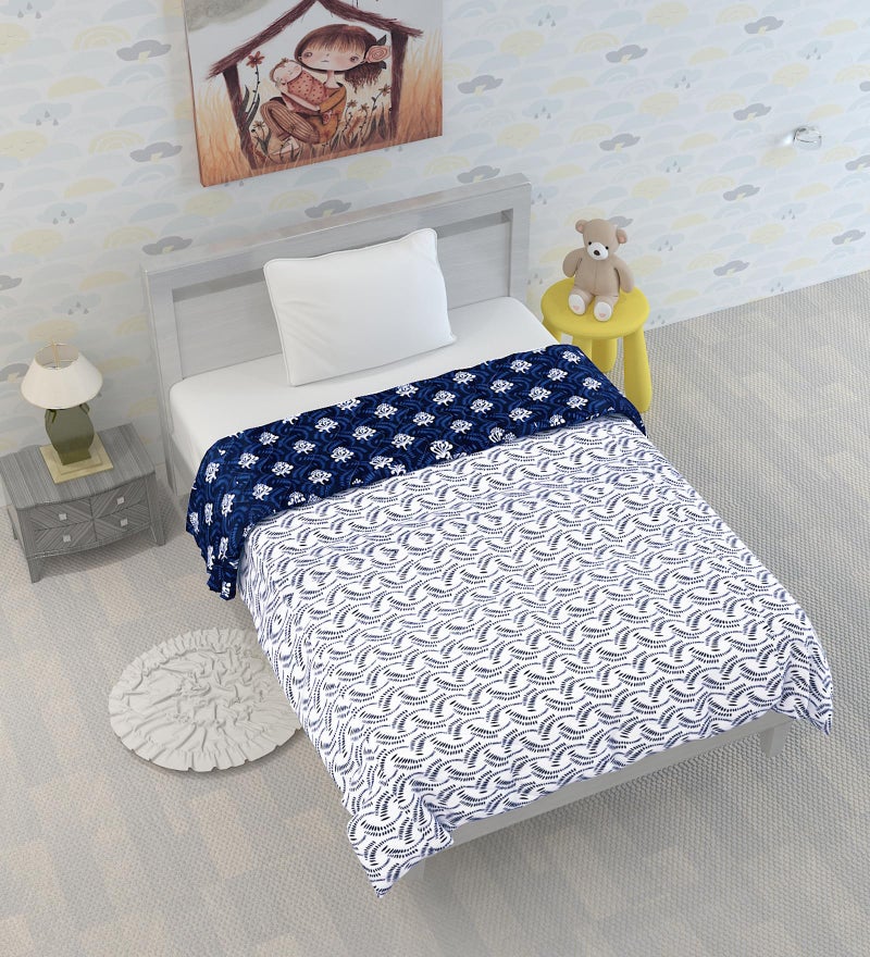 Divine Casa 120 GSM Microfiber Reversible Kids Single Bed Comforter | Ultra-Soft Toddler Blanket | Lightweight & Cozy | All-Season Bedding for Babies & Kids | 135 x 100 cm, Medieval Blue - Image 4