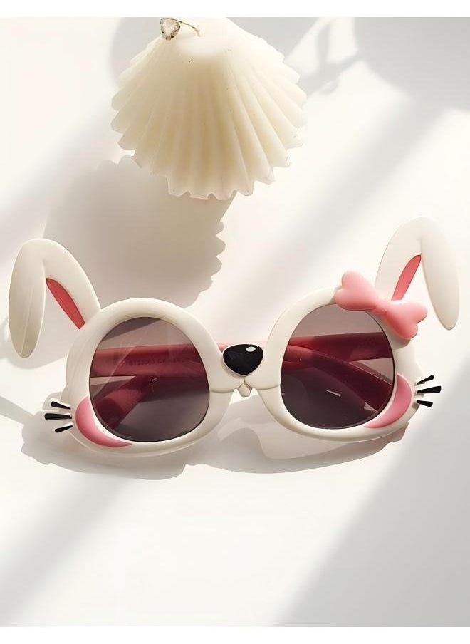 DTBG 2 Pairs Adorable Cartoon Bunny-Ear Kids Sunglasses - Photo-Ready Style & UV400 Eye Protection(Pink/White)  - Image 4