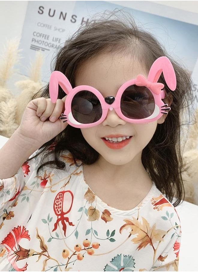 DTBG 2 Pairs Adorable Cartoon Bunny-Ear Kids Sunglasses - Photo-Ready Style & UV400 Eye Protection(Pink/White)  - Image 3