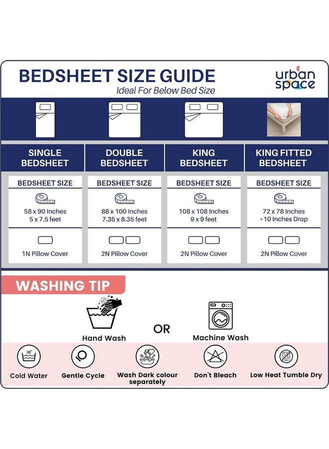 Urban Space ملاءة سرير قطن 100% 200 TC من أوربان سبيس لسرير مفرد مع غطاء وسادة واحد، ملاءة مفردة (أزهار الأوركيد - وردي، الحجم 58 x 90 بوصة) - Image 5