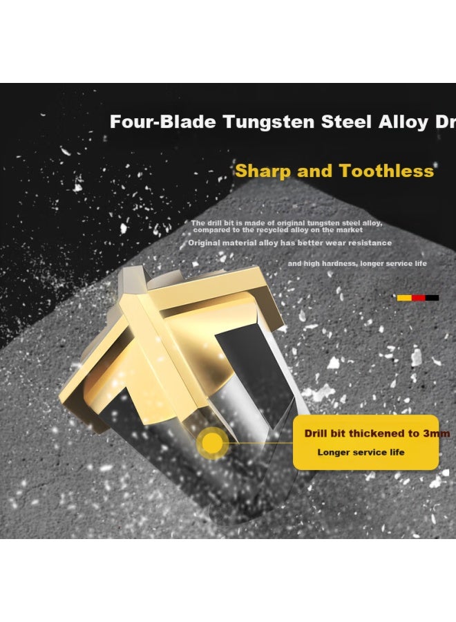 Huhao Cross Impact Drill Bit Hammer Drill Bit Tungsten Steel Alloy Wall Hole Punch Concrete Special Round Handle Square Handle Rotary Head - Image 2