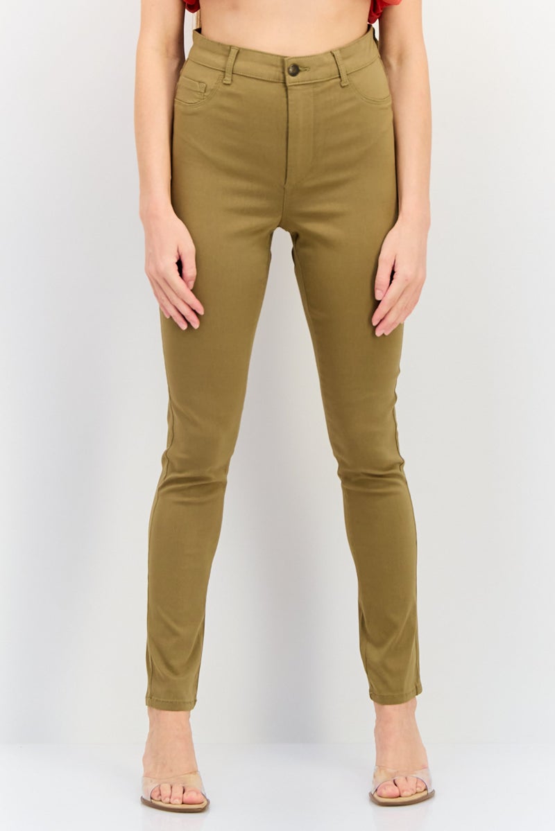 VERO MODA جينز ضيق قابل للتمدد للنساء، زيتوني - Image 1