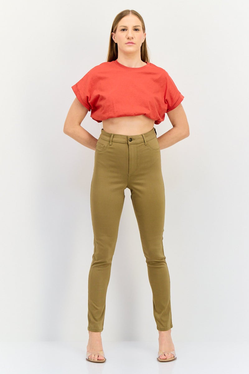 VERO MODA جينز ضيق قابل للتمدد للنساء، زيتوني - Image 2