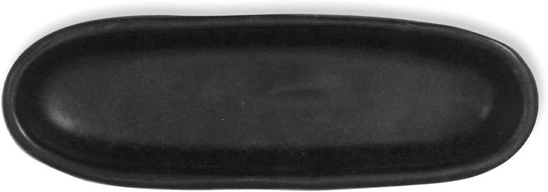 roro roro Modern Minimalist Matte Black Oval Pinch Bowls  Handmade Ceramic Stoneware  For Spices Sauces  QTips Cotton Buds  Set of 2 - Image 2