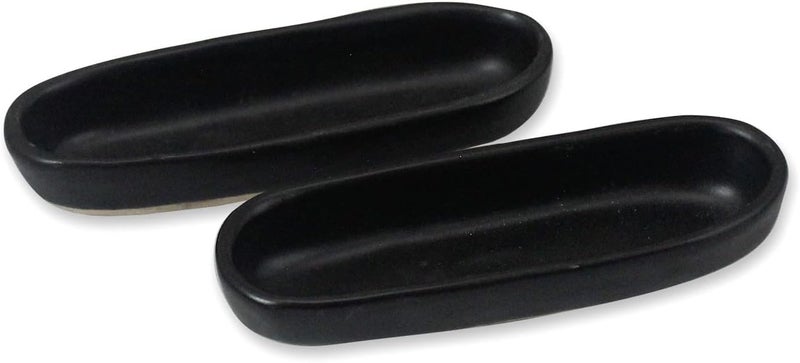 roro roro Modern Minimalist Matte Black Oval Pinch Bowls  Handmade Ceramic Stoneware  For Spices Sauces  QTips Cotton Buds  Set of 2 - Image 1