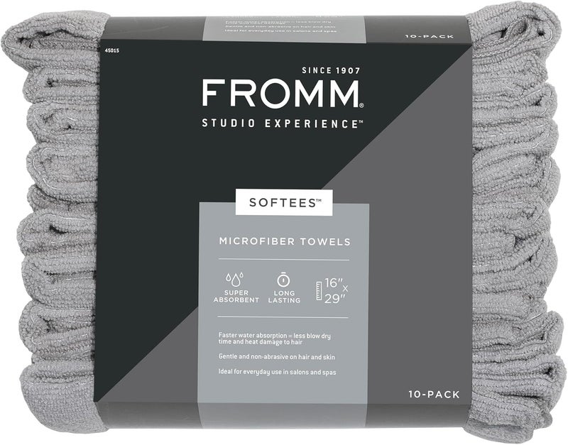 Fromm Softees Microfiber Hair Towels - 10 Pack, 16" x 29" - Ideal for Salon, Spa, and Gym Use - Image 1