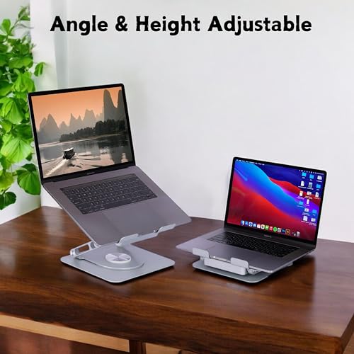 KRESHU Metal 360 Rotating Laptop Stand | Adjustable Height Notebook Holder Riser | Rotation Raiser Laptop Holder with Cooling Fan and Bluetooth Music Speaker for Office | Home | Work Station (1-Pcs) - Image 5