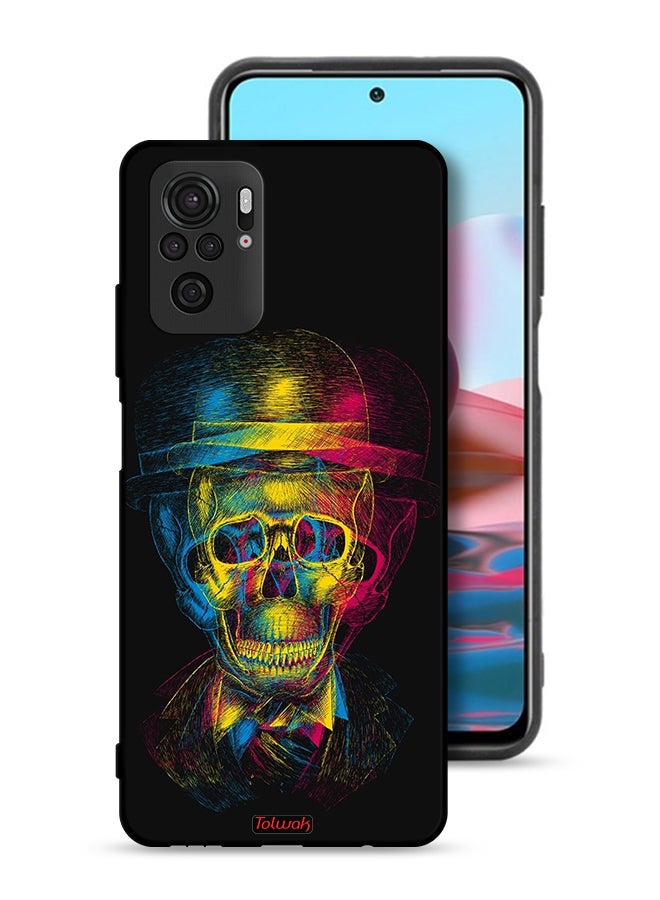 Tolwak Xiaomi Redmi Note 10 4G Protective Case Cover Skull Colorful Hat Fantasy Art - Image 1