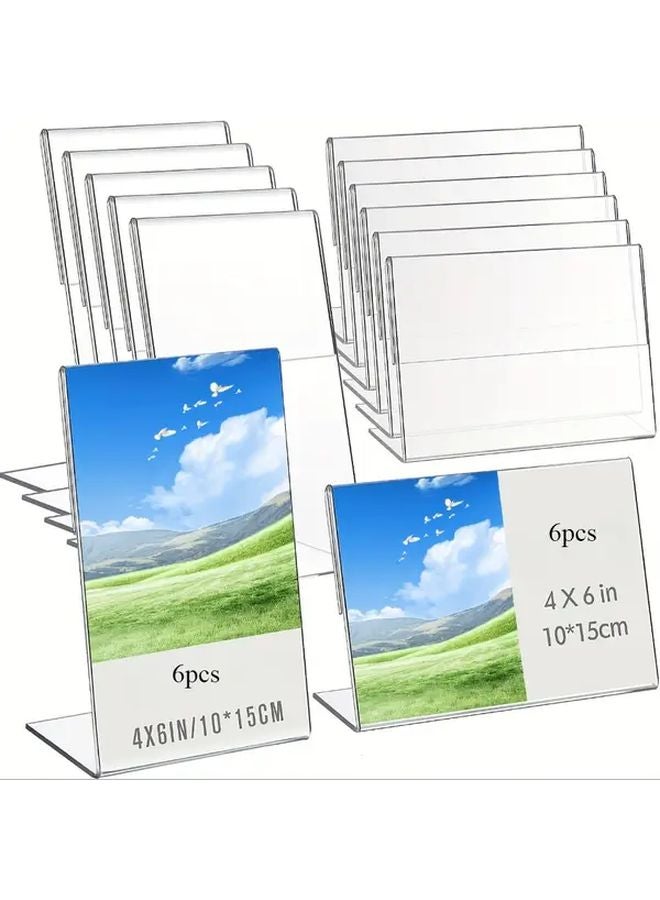 6 Pack 4x6 Inch Acrylic Picture Frames Vertical Display Box For Medals Photos Tabletop Modern Home Decor - Image 1