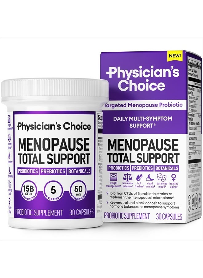 Physician's CHOICE - Menopause Probiotic Supplement for Women - Supports Hormone Balance, Hot Flashes, Night Sweats, Weight Management, Bloating & Gut Health - with Black Cohosh, Resveratrol+ - 30ct - Image 1