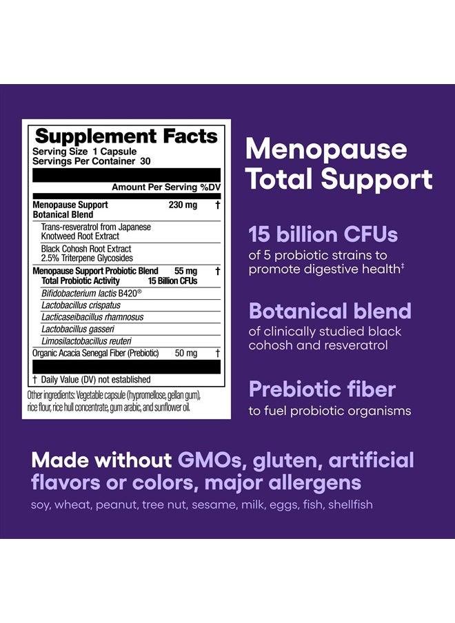 Physician's CHOICE - Menopause Probiotic Supplement for Women - Supports Hormone Balance, Hot Flashes, Night Sweats, Weight Management, Bloating & Gut Health - with Black Cohosh, Resveratrol+ - 30ct - Image 1