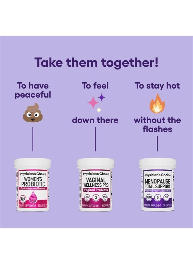 Physician's CHOICE - Menopause Probiotic Supplement for Women - Supports Hormone Balance, Hot Flashes, Night Sweats, Weight Management, Bloating & Gut Health - with Black Cohosh, Resveratrol+ - 30ct - Image 1