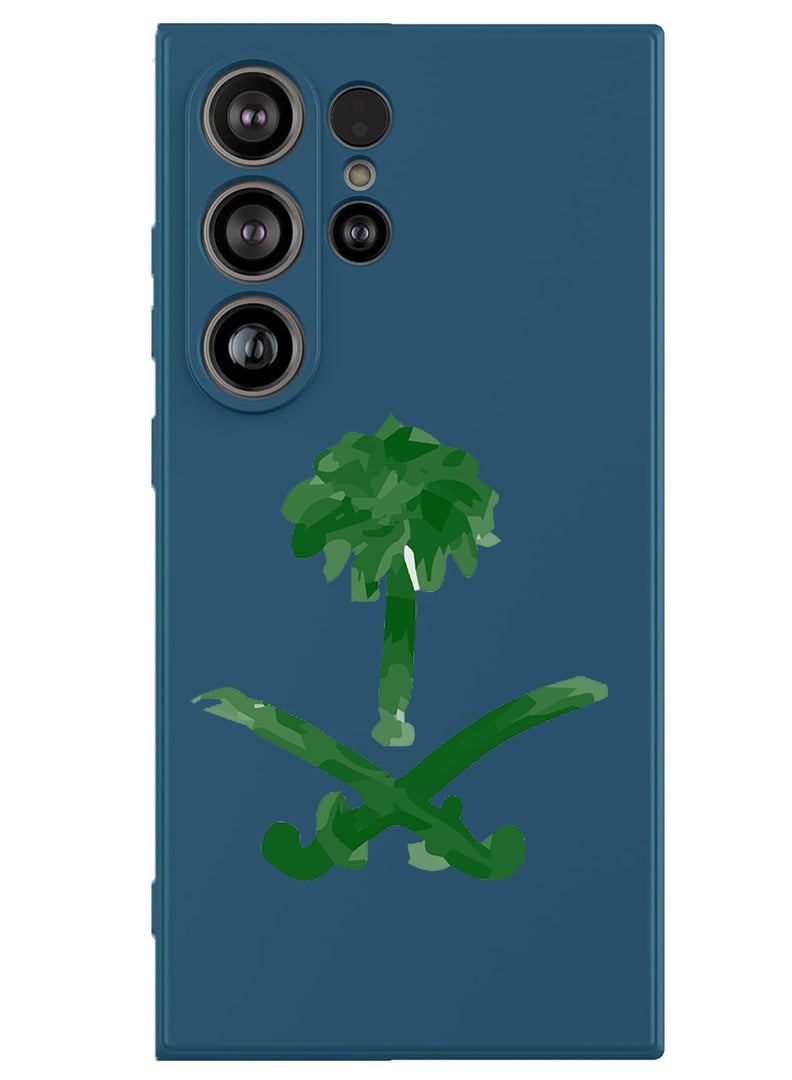 Theodor Protective Slim Fit Case Liquid Silicone Cover with Full Body Protection Anti-Scratch Shockproof Case For Samsung Galaxy S25 Ultra (Blue) - KSA symbol - Image 1