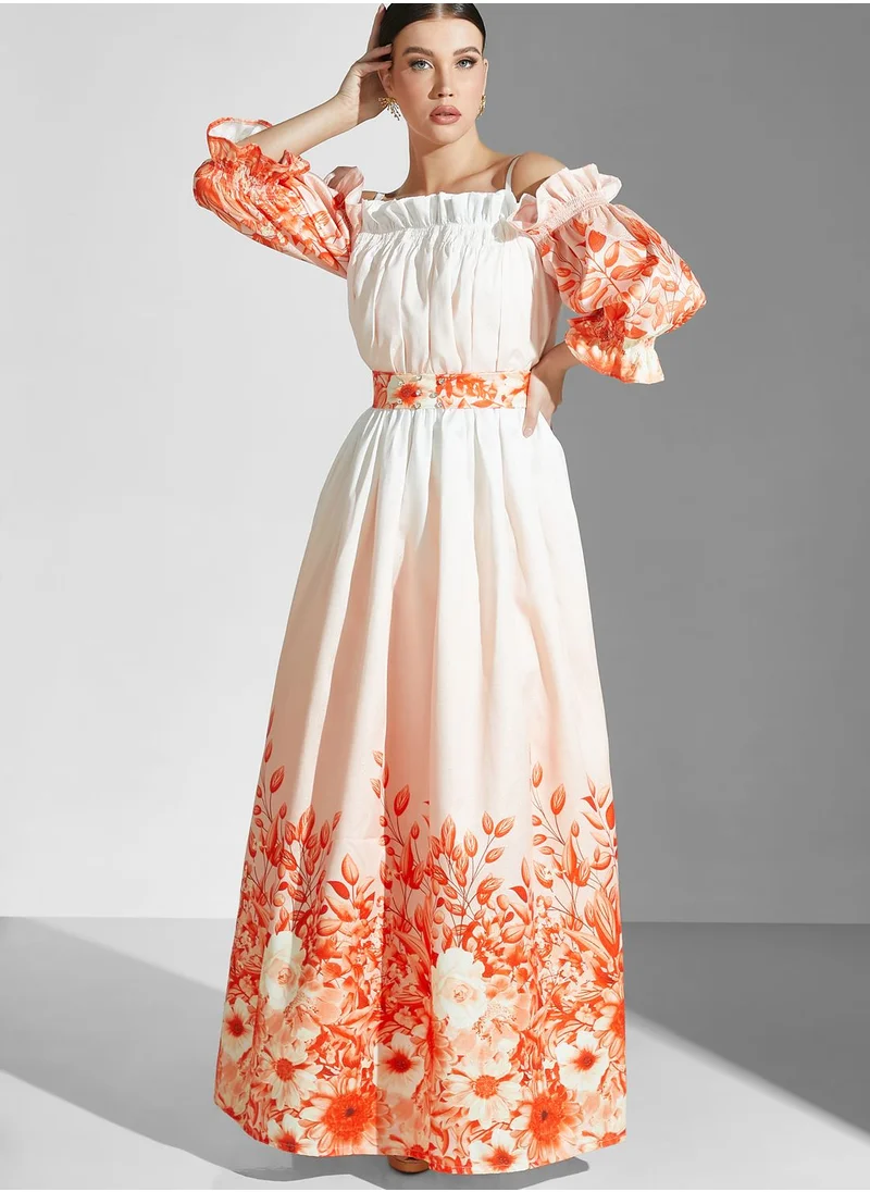 Namshi X Ali Asaad Belted Embellished Dress