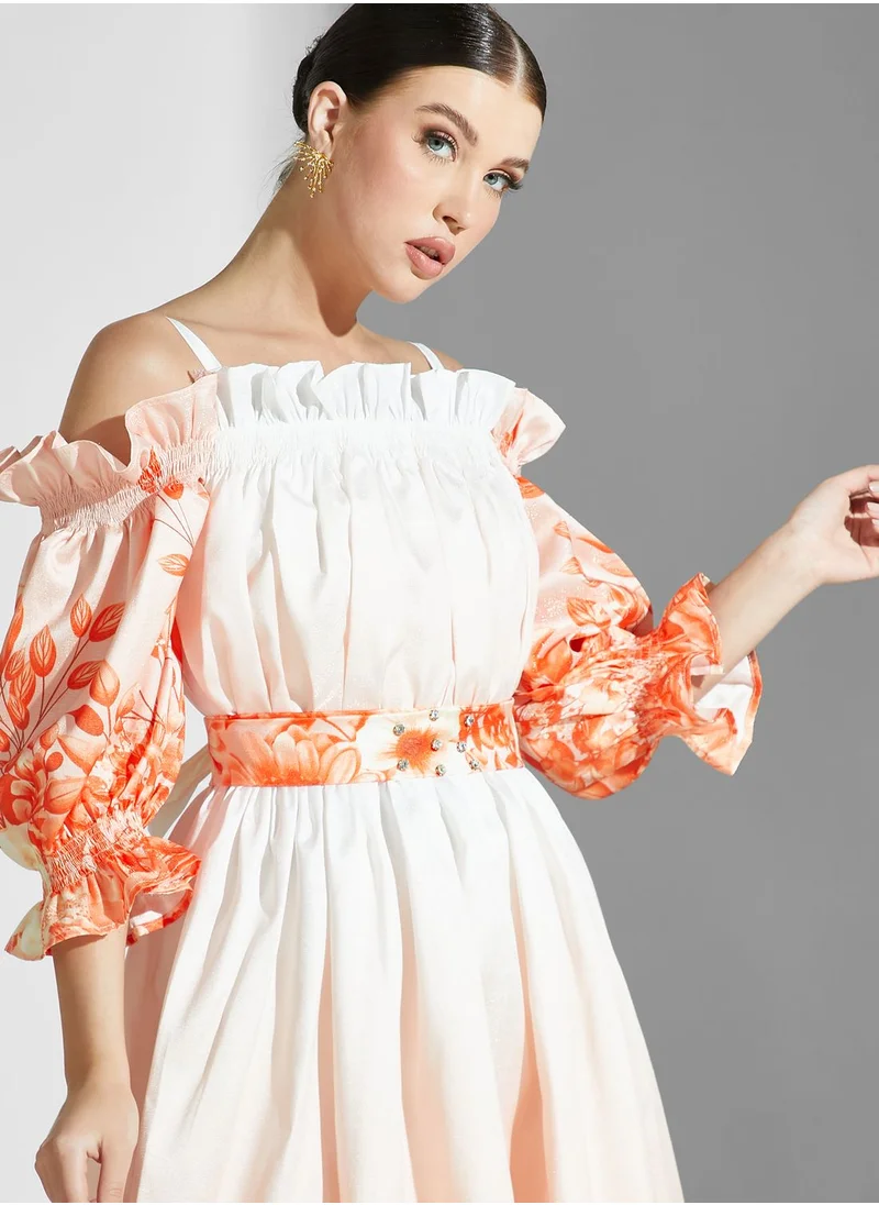 Namshi X Ali Asaad Belted Embellished Dress