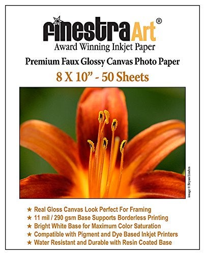 Finestra Art 8 X 10 Premium Faux Glossy Canvas Inkjet Photo Paper 50 Sheets
