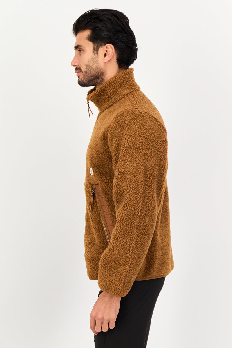 Reebok Men Sportswear Fit Long Sleeve Outdoor Jacket, Brown - Image 3