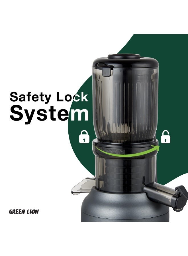 GREEN LION Slow Juicer, 250W Pure Copper Motor, Wide Chute, High Juice Yield, Automatic Separation of Slag and Juice, Slow Masticating Juicer for Vegetables & Fruits, low Noise Juice Extractor, 99% High Juice Yield - Black - Image 5