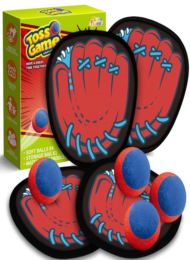 spring flower SpringFlower 4 Pack Catch and Toss Game, Toddler Catch Ball Game Set, Kids Baseball Beach Outdoor Pool Game Toy for Kids, Boys & Girls Toy for Kids Toddlers, Fun Idea Gift - Image 1