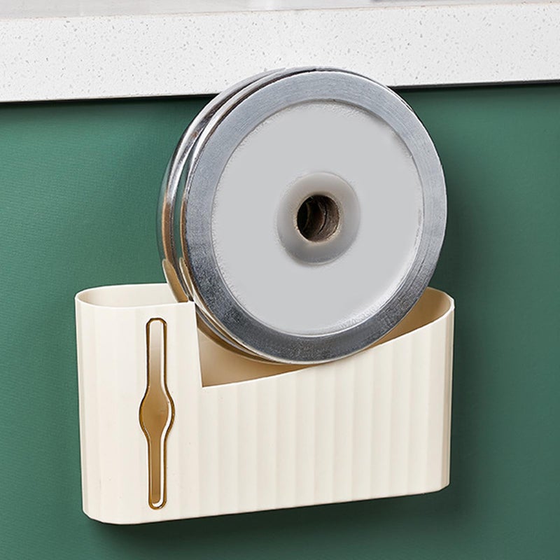Garbage Bag Dispenser Wall Mounted Plastic Trash Bag Holder for Kitchen Bathroom Cream Color - Image 5