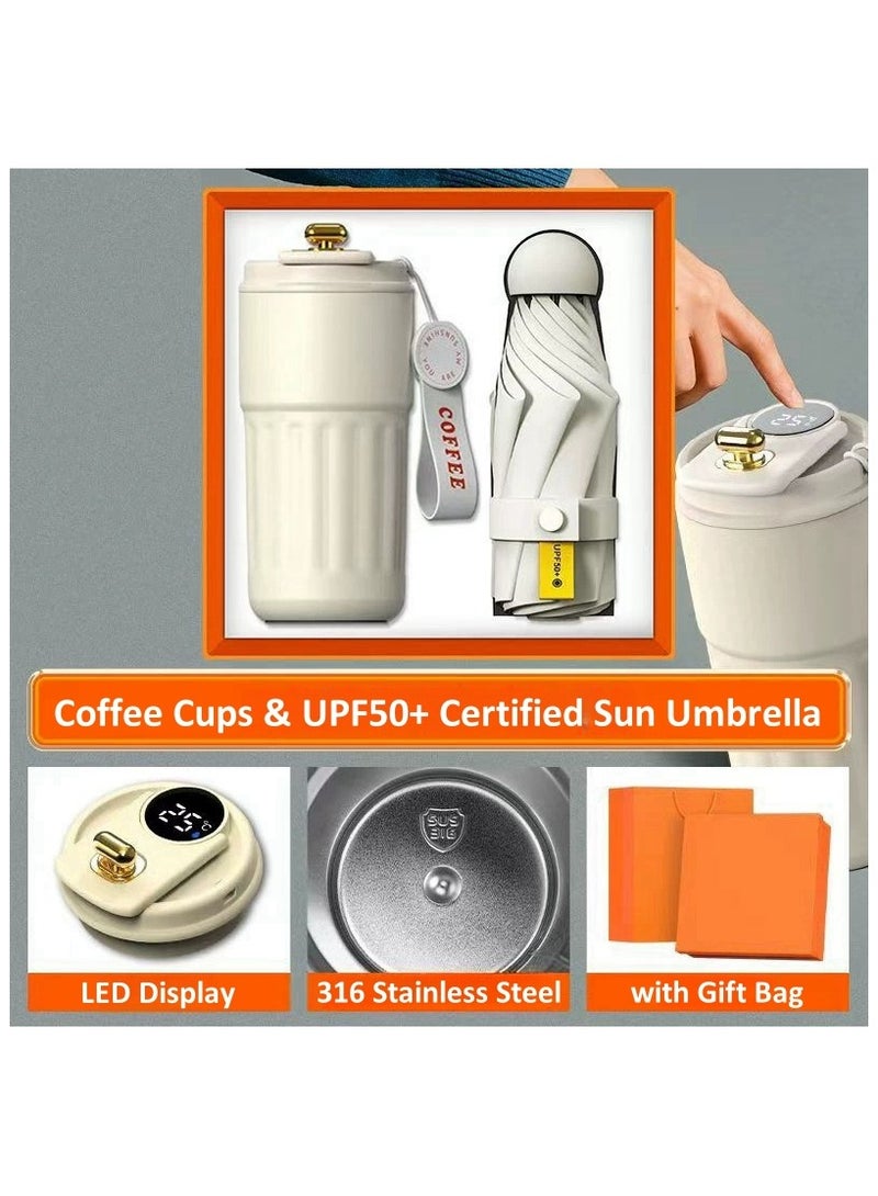 NANAO LED Display Coffee Cups Set, Luxury Business Gift Set, Elegant Holiday, Birthday & Corporate Gift Box Set, Includes LED Display Coffee Cups & UPF50+ Certified Sun Umbrella, Office Gifts, Anniversary Present, with Gift Bag - Image 2