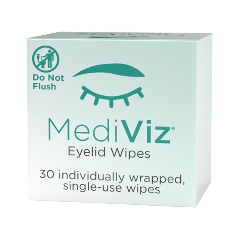 mediviz Eyelid Cleanser Wipes - 30 Single-Use Towelettes - Gentle, Hypoallergenic Eyelid Wipes for Soothing Itchy Eyes, Removing Debris & Eye Makeup, and More - Image 1