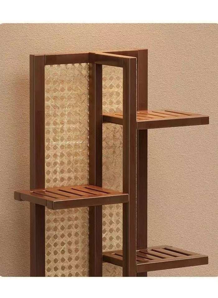 كوتيس حامل عرض لأواني الزهور والنباتات مكون من 7 طبقات، حامل زهور ونباتات، رف من الخيزران، بني 40×22×145 سم - Image 5