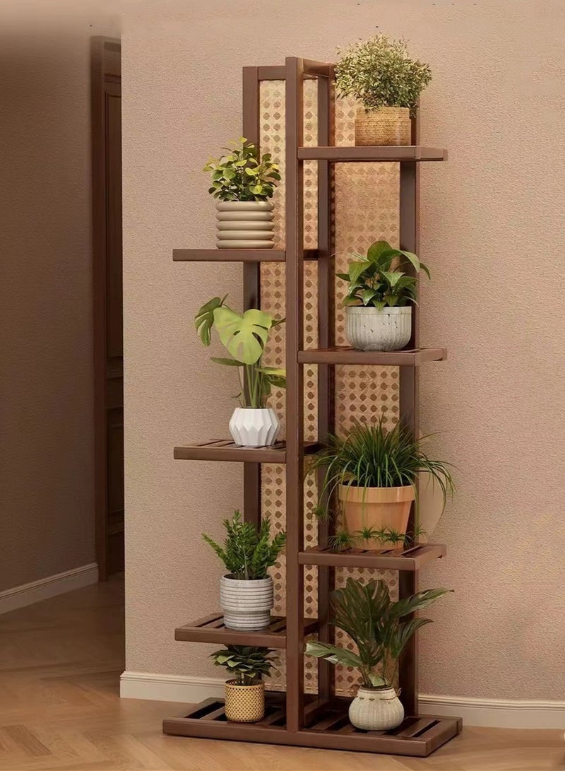 كوتيس حامل عرض لأواني الزهور والنباتات مكون من 7 طبقات، حامل زهور ونباتات، رف من الخيزران، بني 40×22×145 سم - Image 3