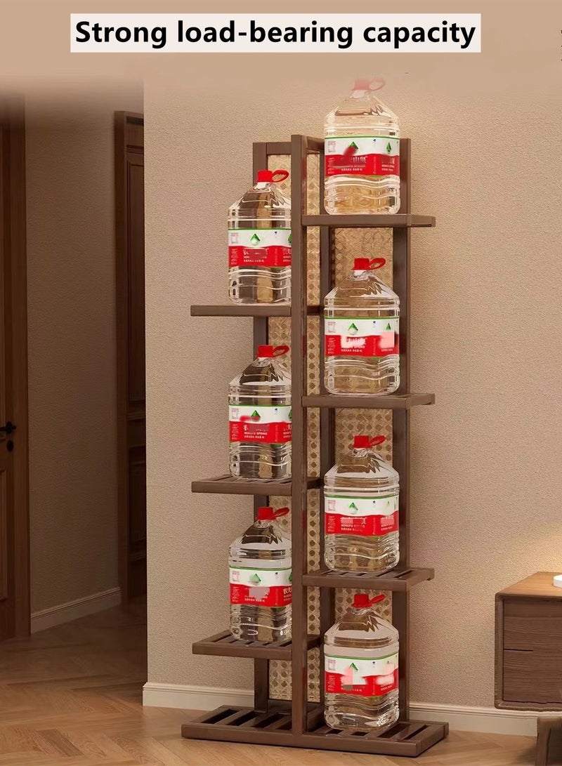 كوتيس حامل عرض لأواني الزهور والنباتات مكون من 7 طبقات، حامل زهور ونباتات، رف من الخيزران، بني 40×22×145 سم - Image 4