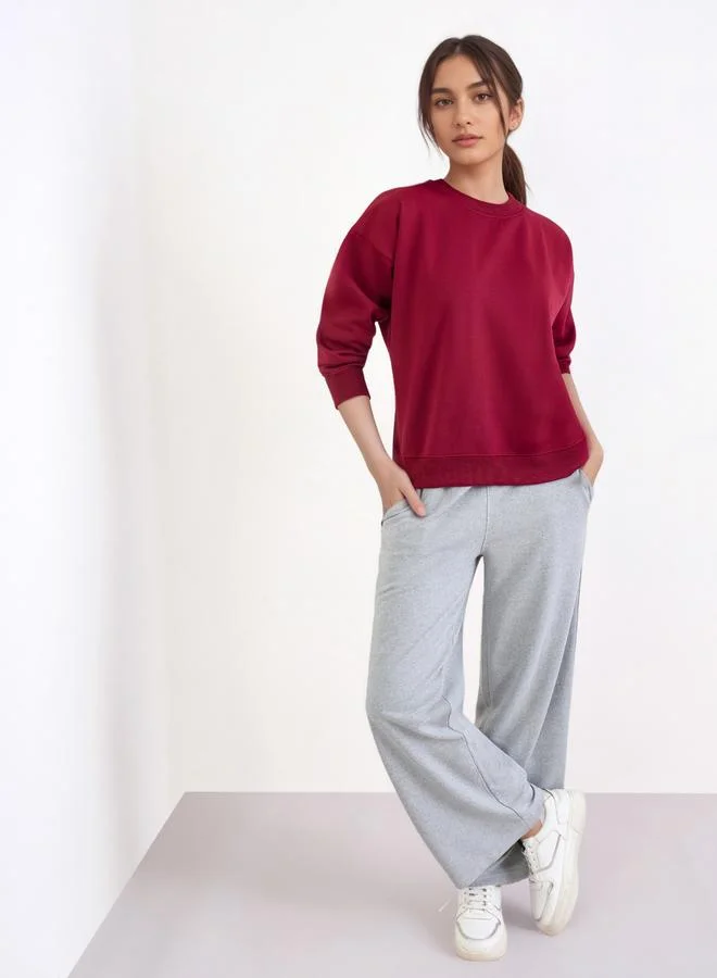 Styli Burgundy Oversized Sweatshirt