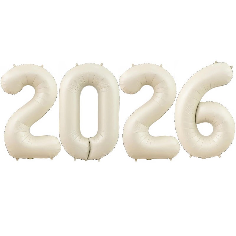 BBPOOL Cream 2026 Balloons 40 Inch Cream White 2026 Number Balloon Foil New Year Balloon Numbers for New Years Eve Party Graduation Party Decoration - Image 3