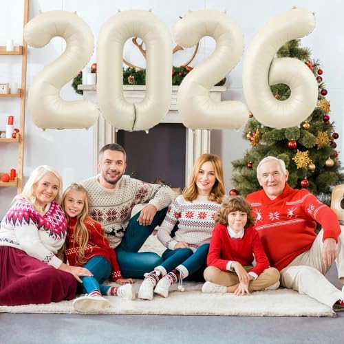 BBPOOL Cream 2026 Balloons 40 Inch Cream White 2026 Number Balloon Foil New Year Balloon Numbers for New Years Eve Party Graduation Party Decoration - Image 5