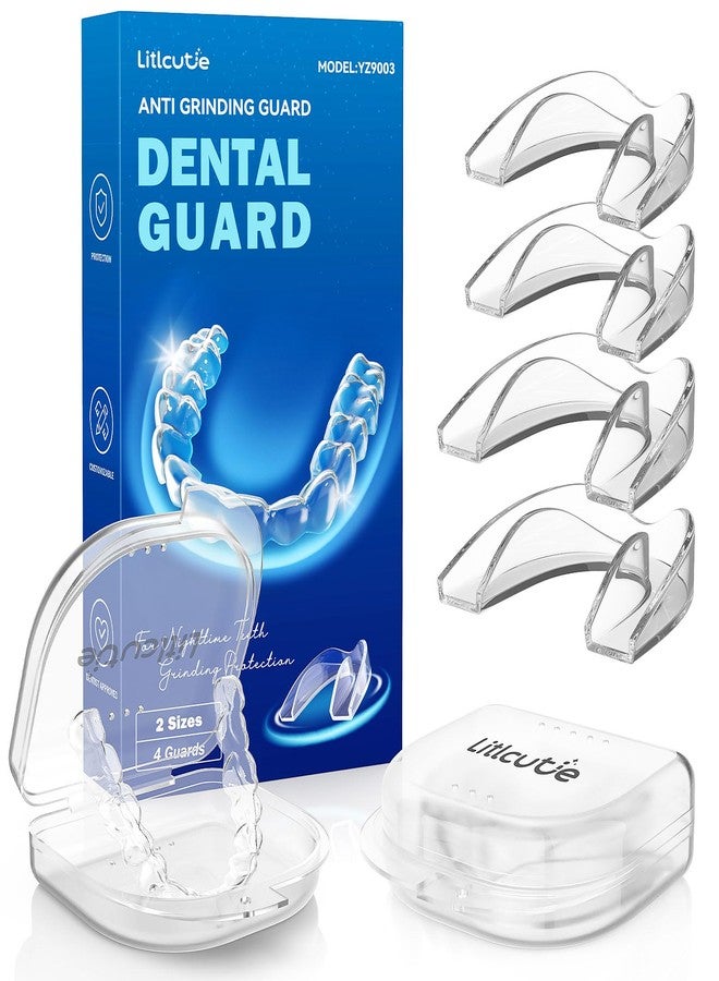 Litlcutie Anti Grinding Guard, Night Guard for Grinding Teeth at Night, Mouth Guard for Sleeping, 2 Sizes (4 Pack,Transparent - Image 1