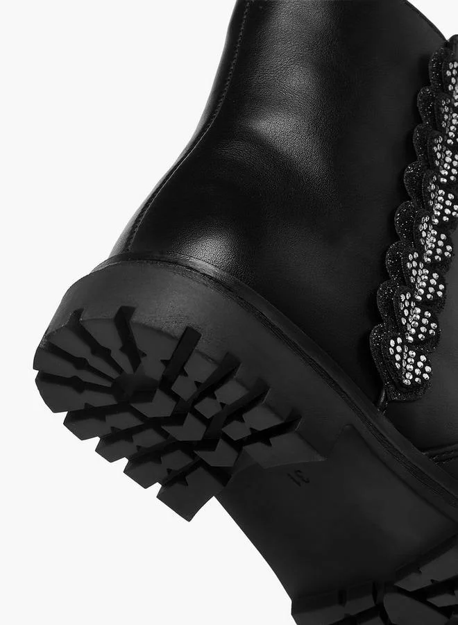 Celeste Black Girls Embellished High Cut Boots for Women | Best Price UAE