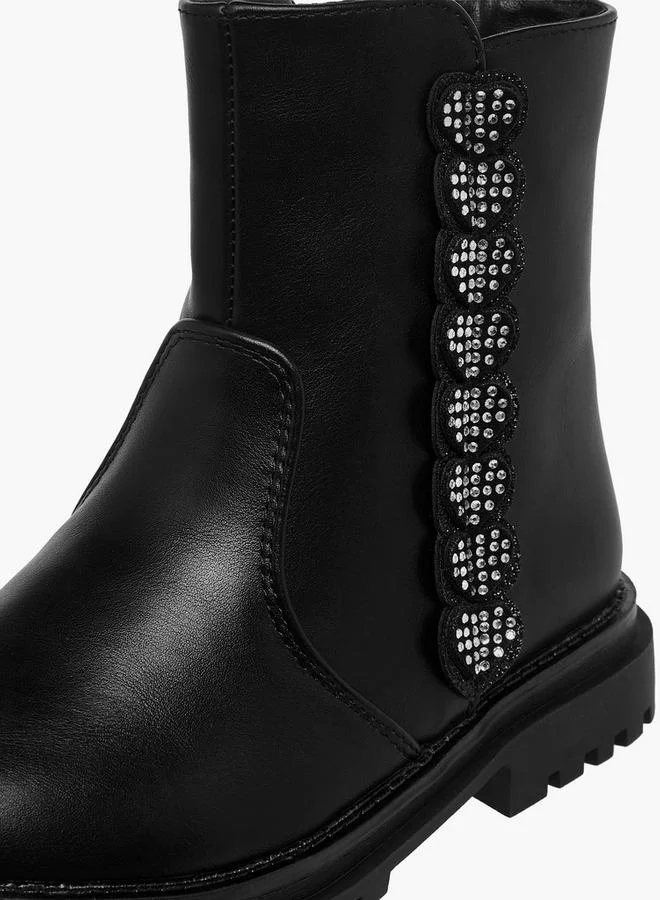 Celeste Black Girls Embellished High Cut Boots for Women | Best Price UAE