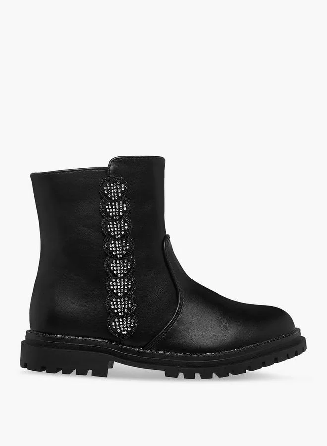 Celeste Black Girls Embellished High Cut Boots for Women | Best Price UAE