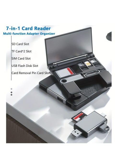 Universal OTG Card Reader - 7-In-1 Multifunctional Adapter with Type C Compatibility - All-in-One Solution for Smart Devices, Digital Cameras - Lightning-fast Data Transfer, Durable Storage Box