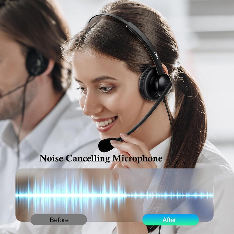MKJ Telephone Headset for Cisco Phones, Wired Headphones with Microphone Noise Cancelling, Corded RJ9 Office Headset for Cisco CP7821 7861 7942G 7960G 7975G CP-7841 8811 8841 8851 8861 8865 9951 - Image 3