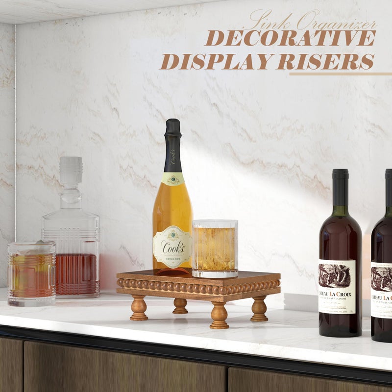 EOSAHR Pine Wood Display Riser for Home Decor â€“ Rustic Pedestal Stand for Displaying Home Decorations, Cake Stand or Small Plants â€“ Ideal Modern Best Boho Chic Decor(Brown) - Image 3