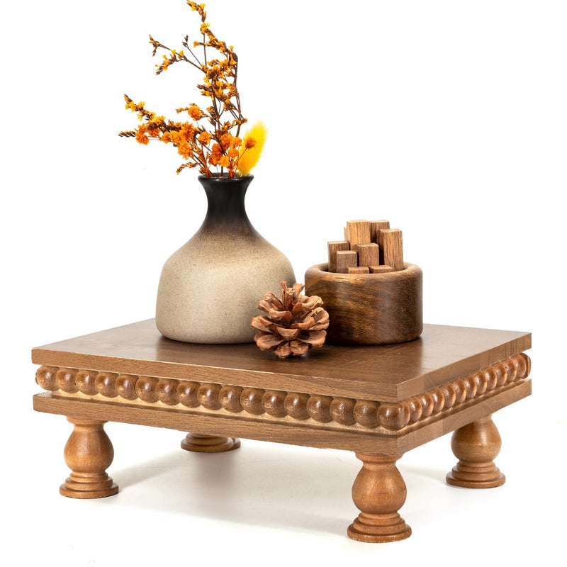EOSAHR Pine Wood Display Riser for Home Decor â€“ Rustic Pedestal Stand for Displaying Home Decorations, Cake Stand or Small Plants â€“ Ideal Modern Best Boho Chic Decor(Brown) - Image 1
