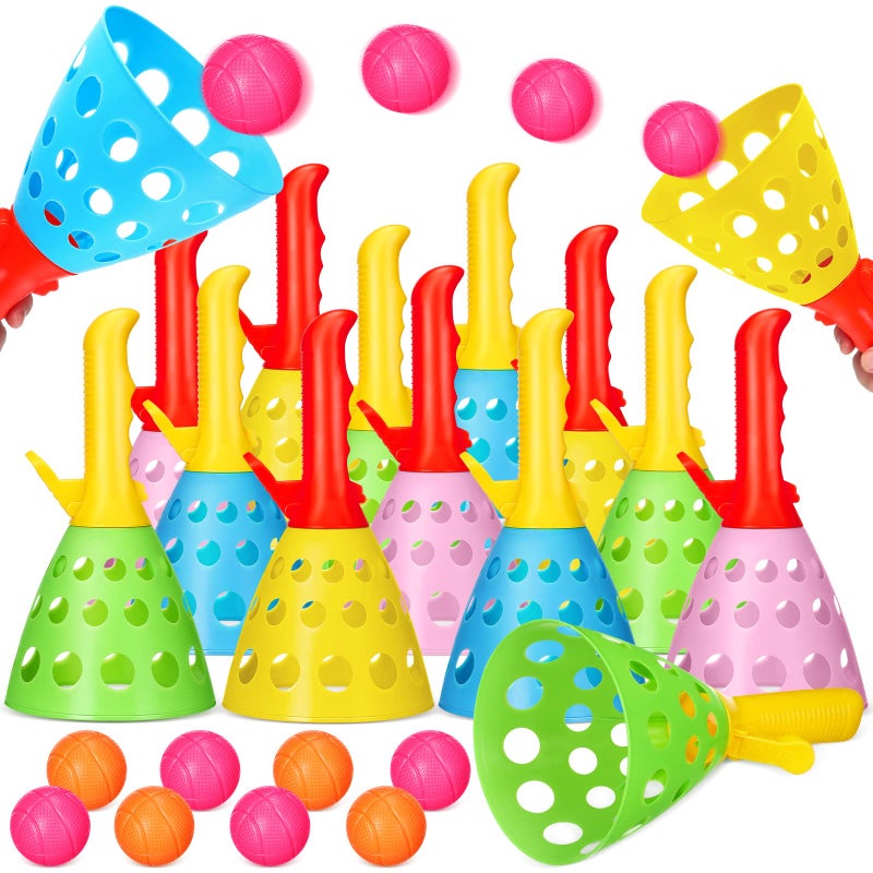 Jerify 30 Pcs Launch and Catch Ball Game with 12 Catch Launcher Baskets and 18 Balls Outdoor Indoor Games Activities for Kids Birthday Party Favors Gifts Beach Sport 6 7 8 10 12 Years Old Kids and Adults - Image 3