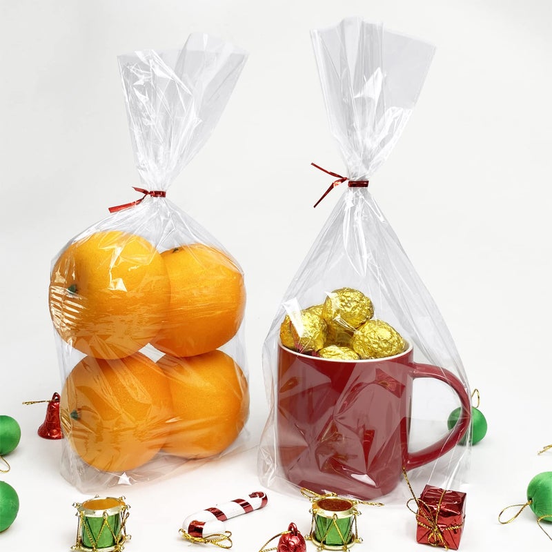 Morepack Flat Bottom Cellophane Bags,100 Pcs 7x3x12 Inches Clear Cello Bags Flat Bottom Cellophane Treat Bags for Cookie (No Side Gusset) - Image 3