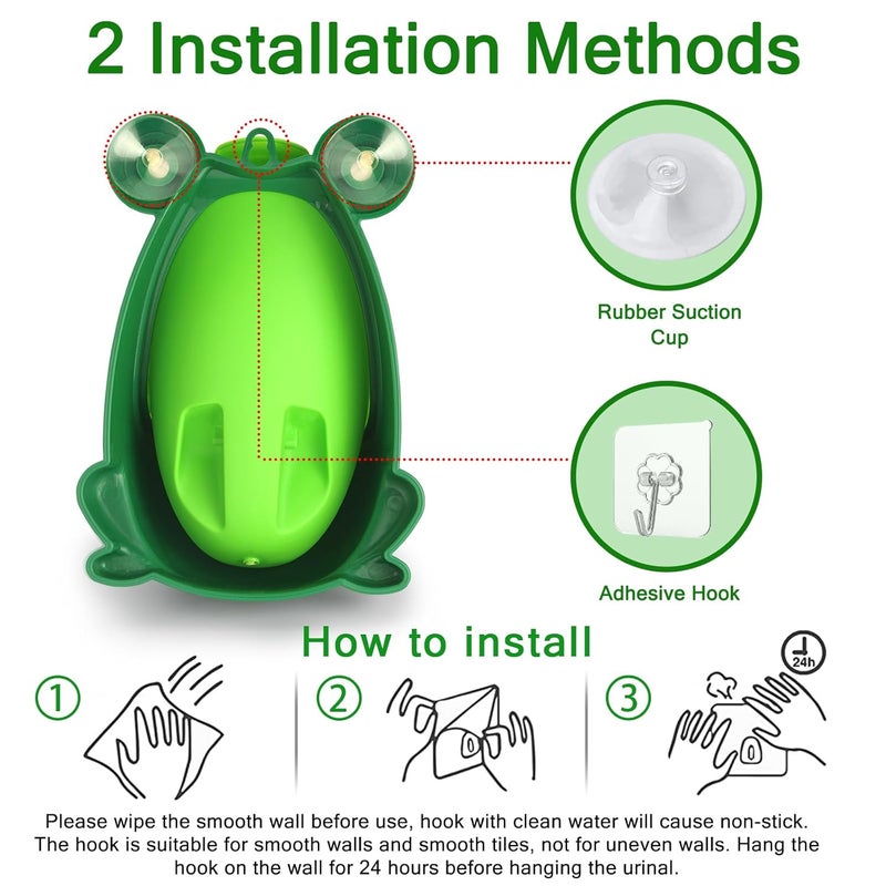 Soraco Frog Potty Training Urinal for Toddler Boys with Funny Aiming Target Frog Pee Training Green - Image 4